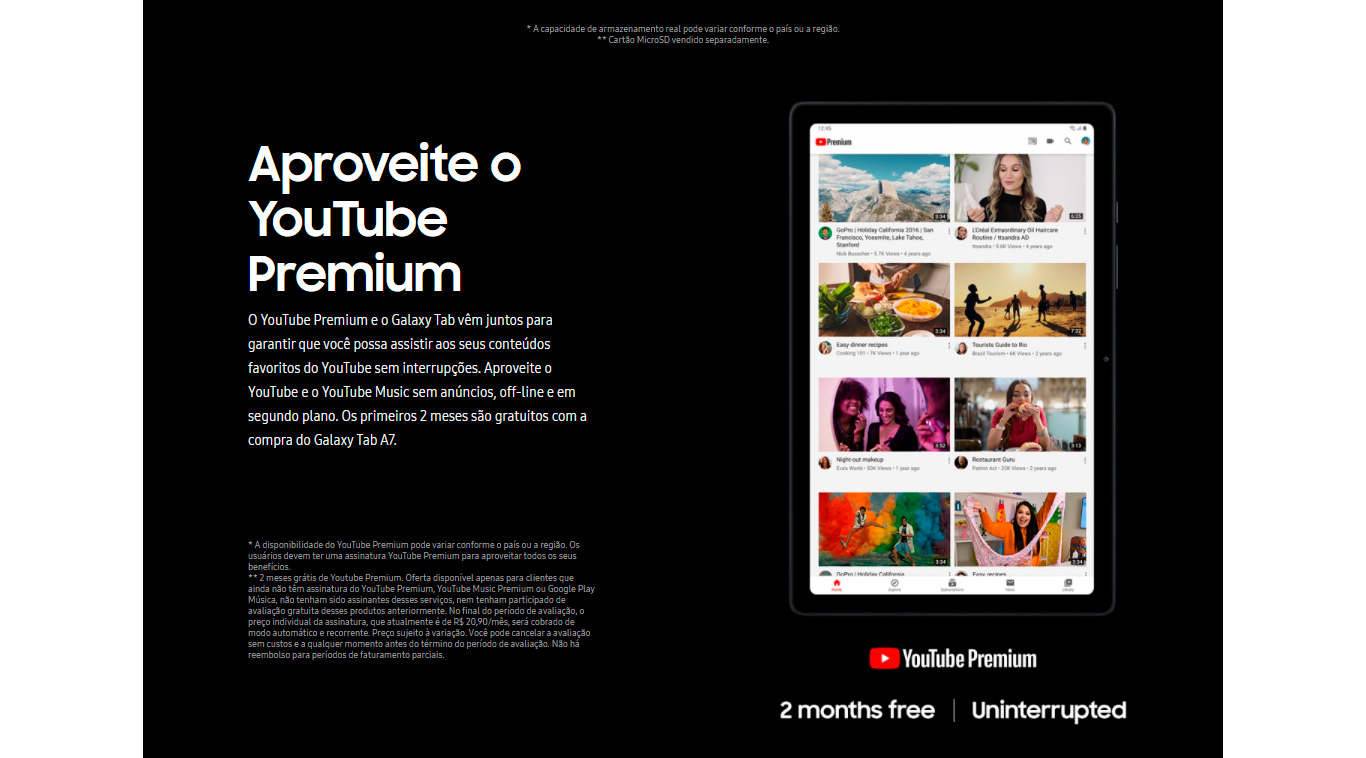 Tablet Samsung Galaxy A7 4G T505 64GB 3GB RAM Tela Grande 10.4